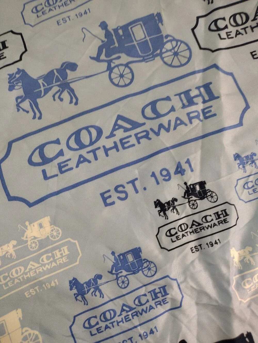 COACH Blue White 100% Silk 27